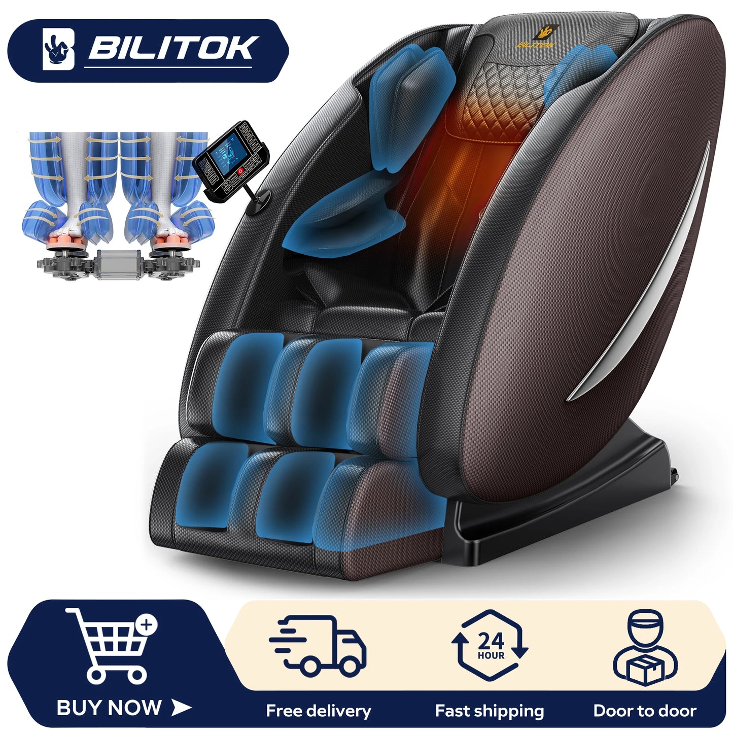 Massage Chair Recliner with Zero Gravity, Full Body Massage Chair with Heating, Bluetooth Speaker, Airbags, Foot Roller