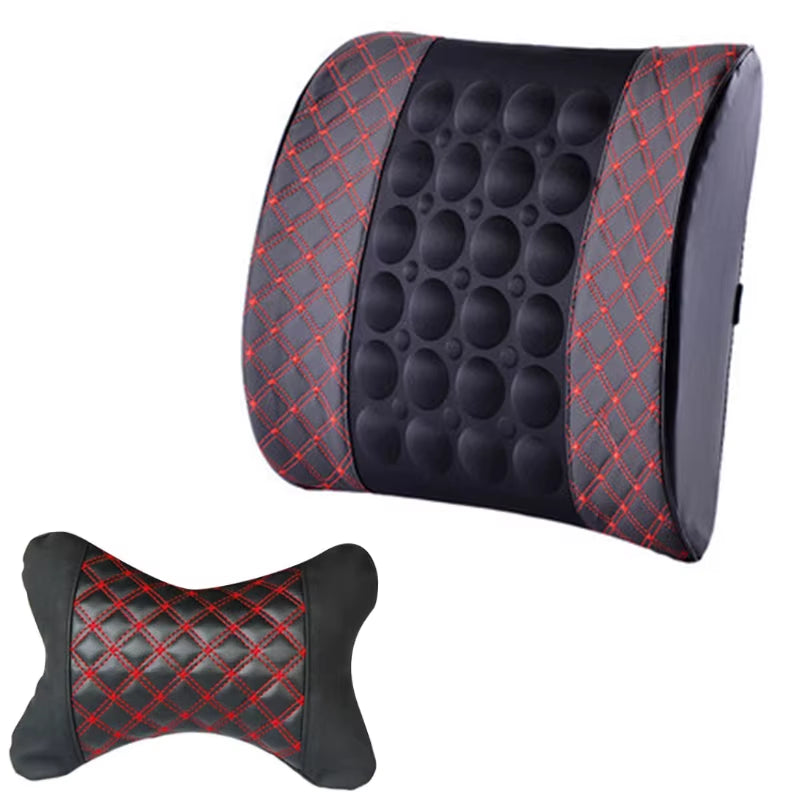 Electric Car Massage Lumbar Support Cushion Car Neck Pillow Seat Head Neck Auto Seat Back Cushion Waist Headrest Safety Support