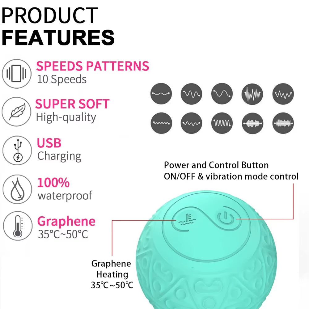 Vibrating Peanut Massage Ball Electric Deep Tissue Trigger Point Massager Pain Relief Fitness Yoga Massage Roller with 10 Modes