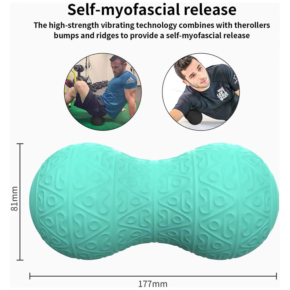 Vibrating Peanut Massage Ball Electric Deep Tissue Trigger Point Massager Pain Relief Fitness Yoga Massage Roller with 10 Modes