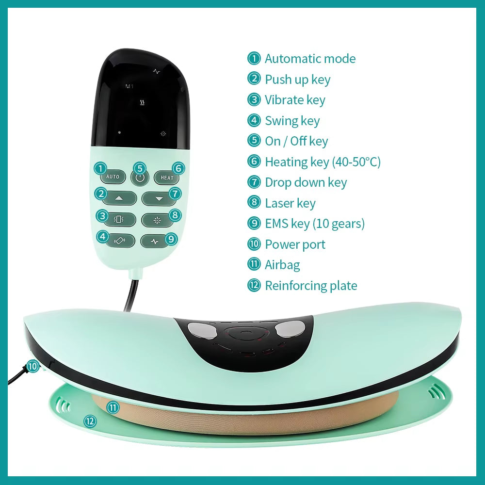 Electric Lumbar Traction Massager Adjustable Vibration Air Pressure Stretching Massager Waist Spine Support Back Masajeador