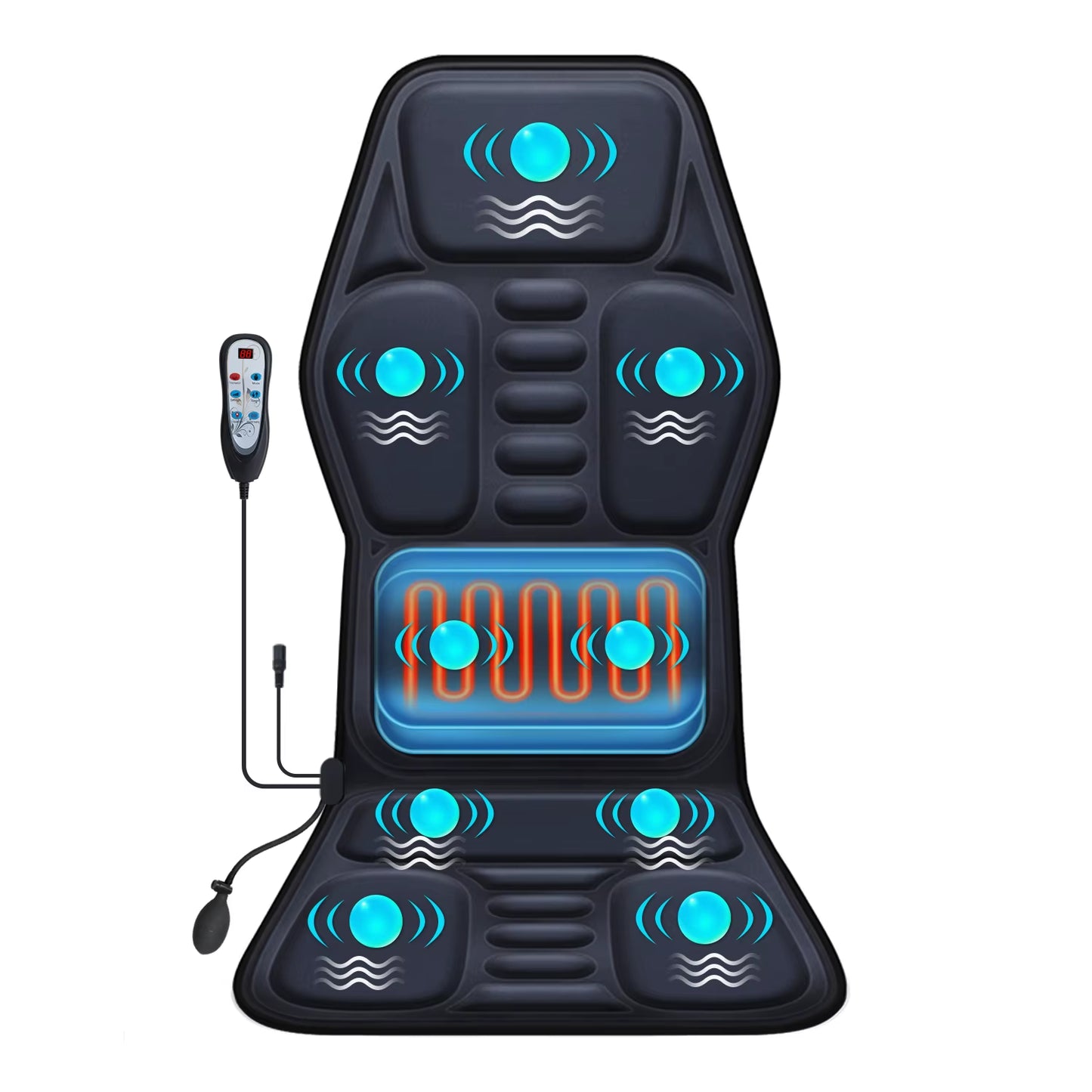 Massage Seat Cushion with Heating, with Adjustable Lumbar Support, 9 Massage Modes, Back Massage Chair Cushion for Men and Women