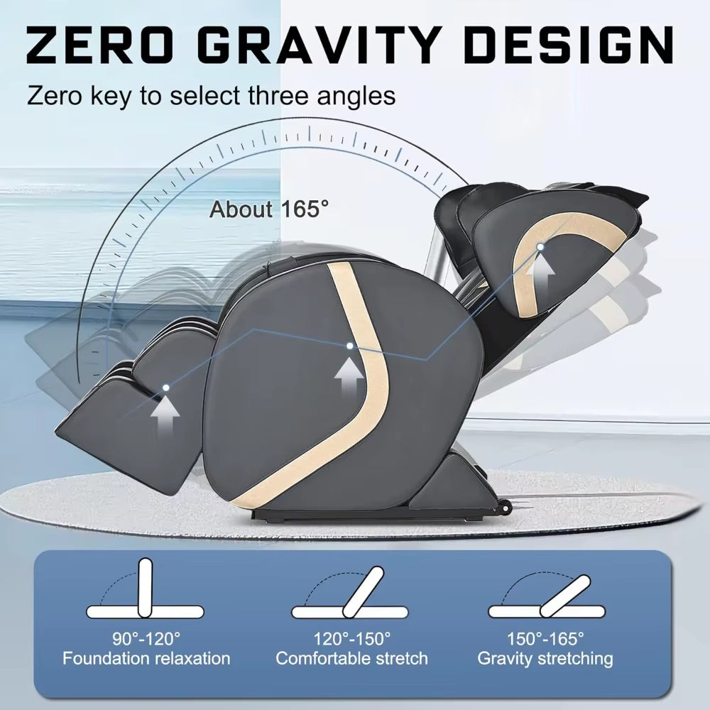Massage Chair Recliner with Zero Gravity with Full Body Air Pressure Easy to Use at Home and in the Office, Grey