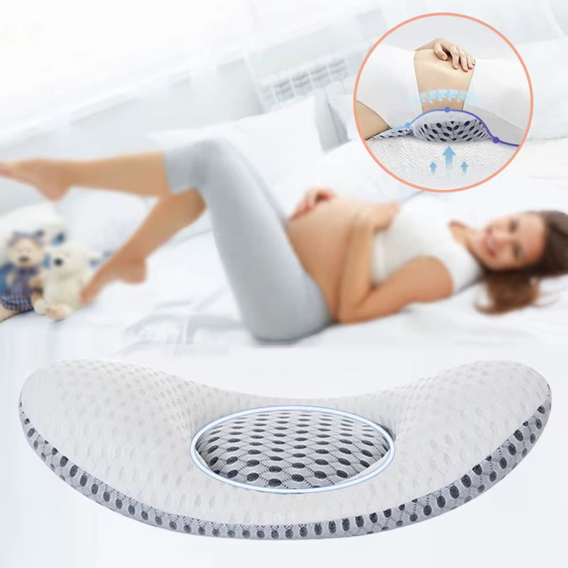 Pregnant Women Pillow 3D Waist Buckwheat Sleep Pillow Bed Back Pillow Lumbar Support Lumbar for Home Prevent Muscle Strain