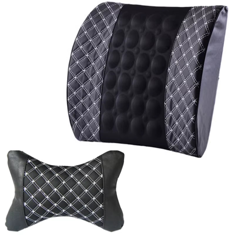 Electric Car Massage Lumbar Support Cushion Car Neck Pillow Seat Head Neck Auto Seat Back Cushion Waist Headrest Safety Support