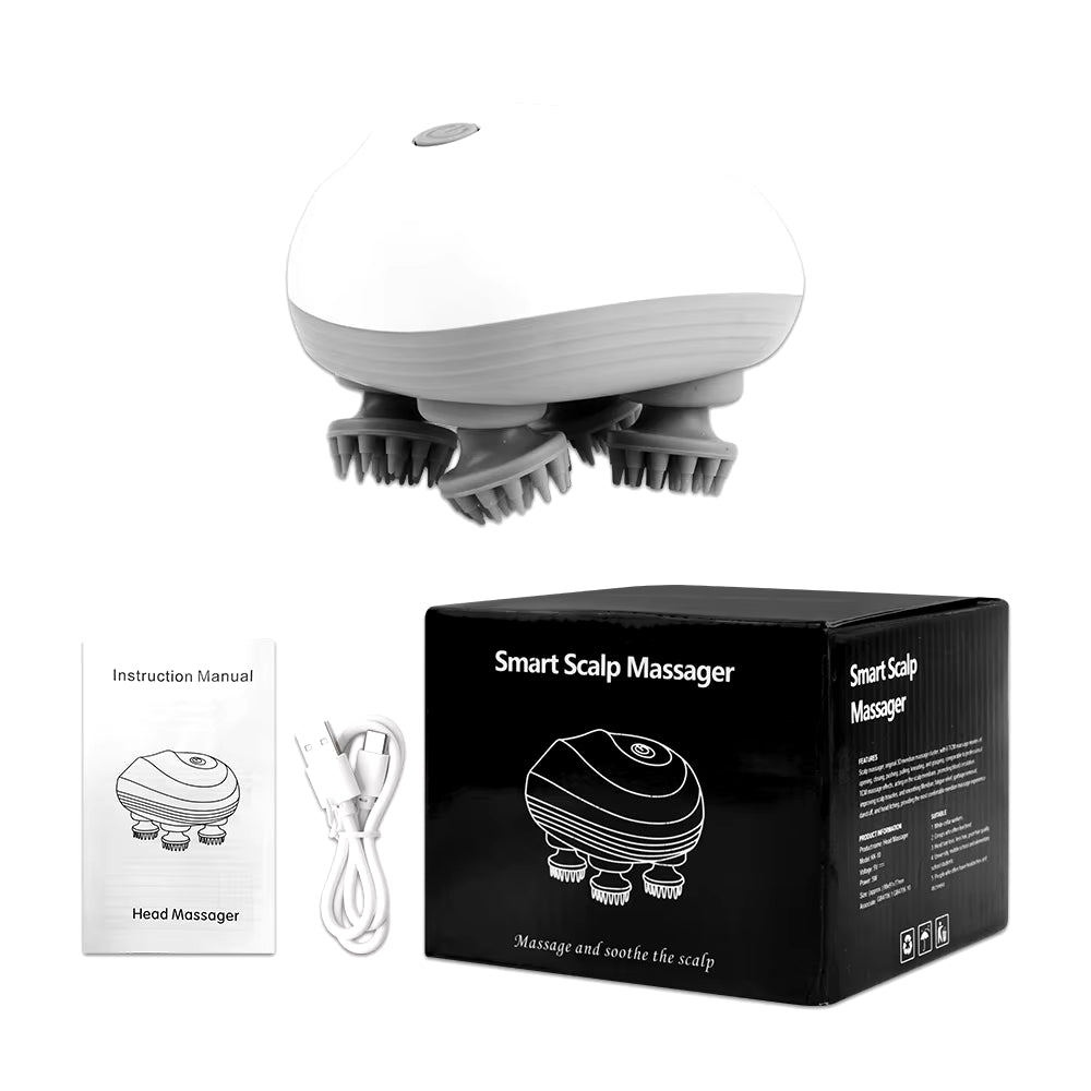 Electric Head Scalp Massager with 4 Kneading Massage Heads Body Deep Tissue Massager for Hair Growth Relaxtion and Cat Pet Claw