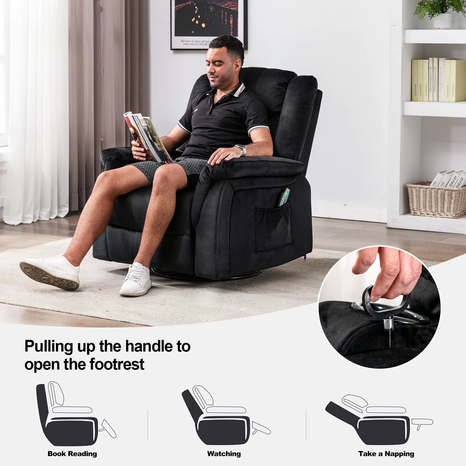 Recliner Chair Massage Rocker with Heat and Massage Reclining Chair 360 度 Swivel Rocking Chair