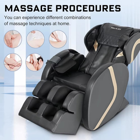 Massage Chair Recliner with Zero Gravity with Full Body Air Pressure Easy to Use at Home and in the Office, Grey