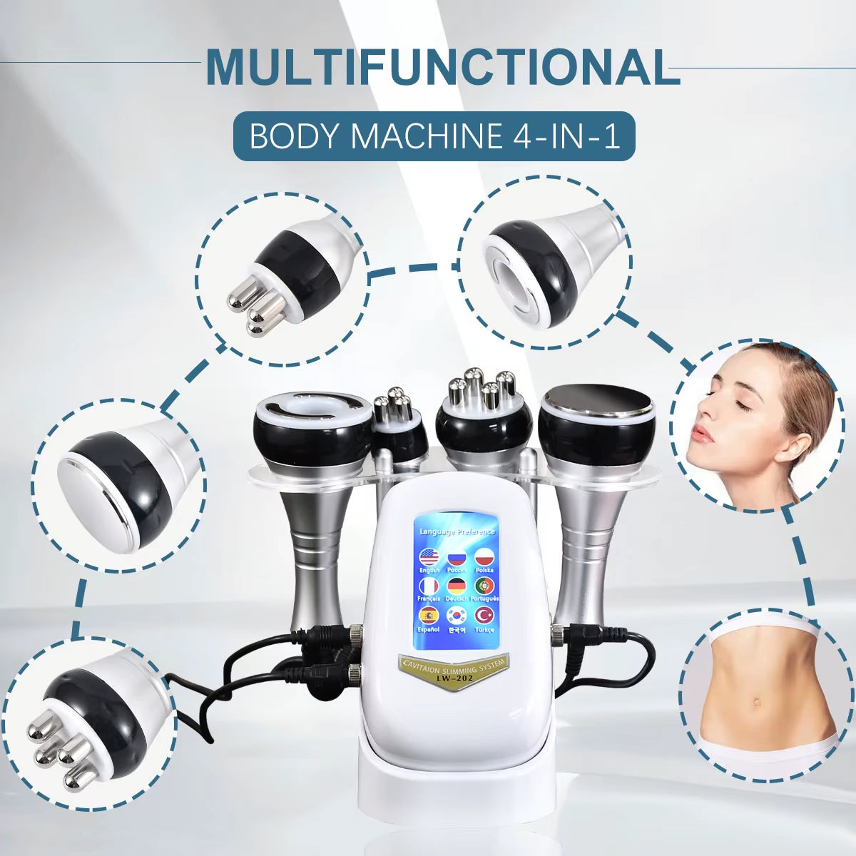 40K 4 IN1 Cavitation Body Slimming Machine Beautiful Equipment Facial Massager Skin Tighten Face Lifting Vacuum Suction