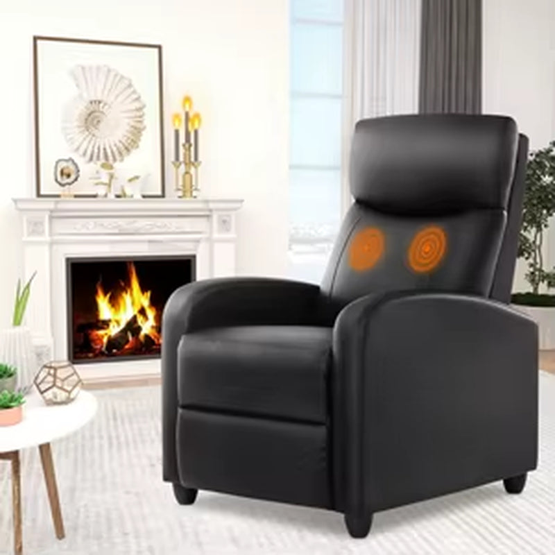Recliner Chair Massage Sofa Fabric Theater Lumbar Support Adjustable Modern Padded Seat Backrest Living Room Home Grey