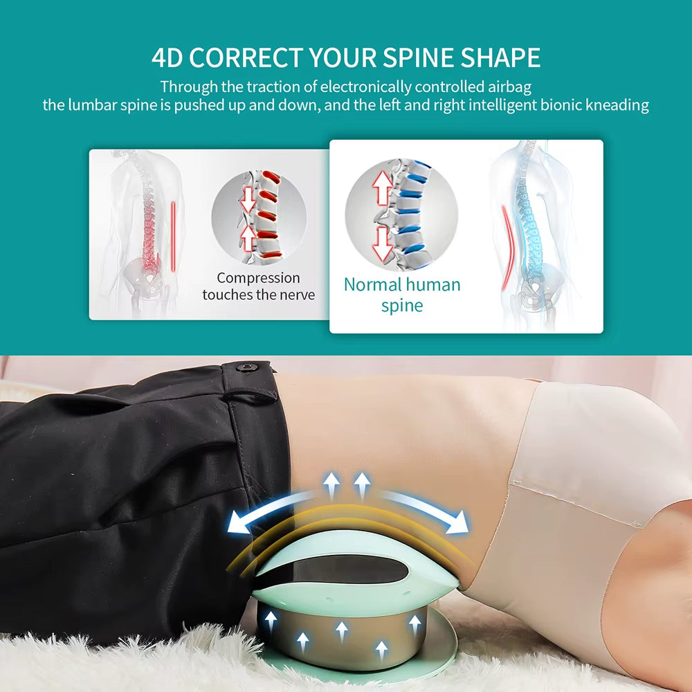 Electric Lumbar Traction Massager Adjustable Vibration Air Pressure Stretching Massager Waist Spine Support Back Masajeador