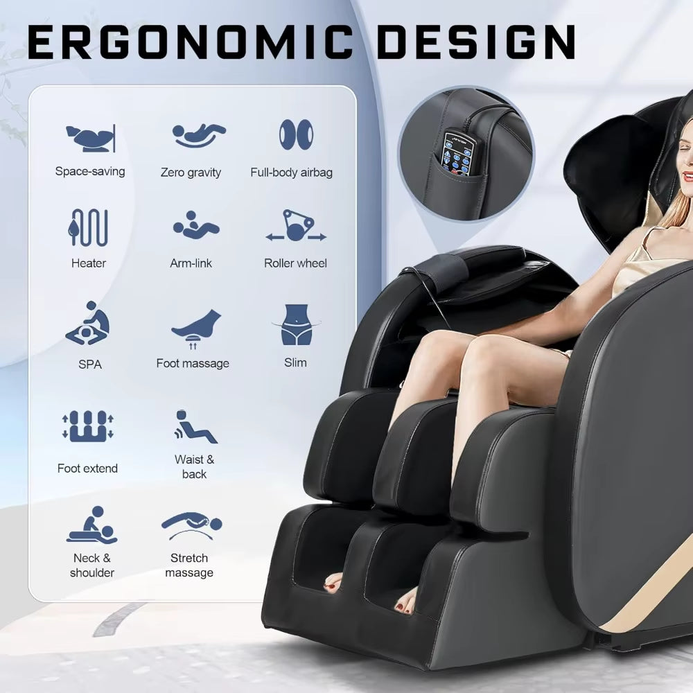 Massage Chair Recliner with Zero Gravity with Full Body Air Pressure Easy to Use at Home and in the Office, Grey