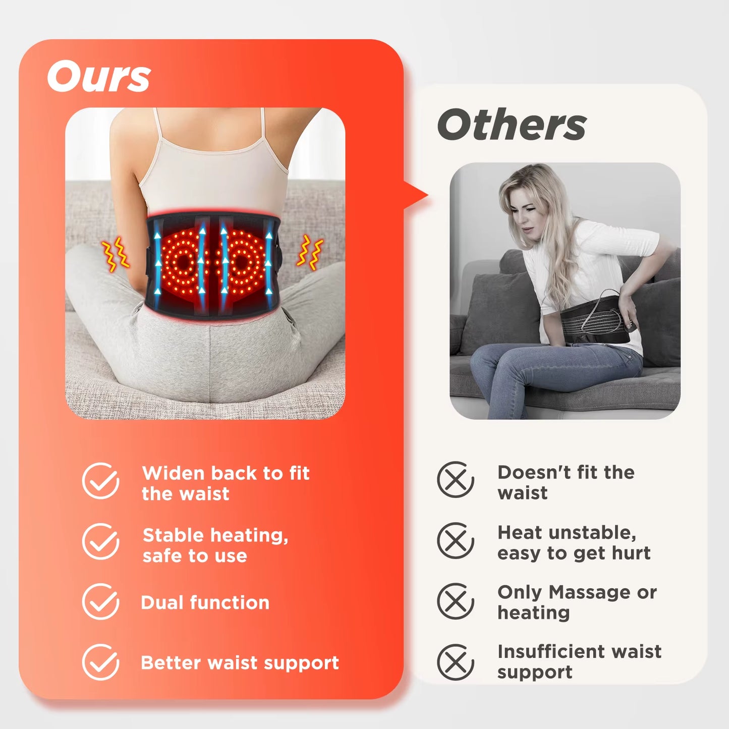 Electric Heating Waist Massager,Vibration Hot Compress Massage Belt,Lumbar Decompression Brace,Lower Back Support,Muscle Relax