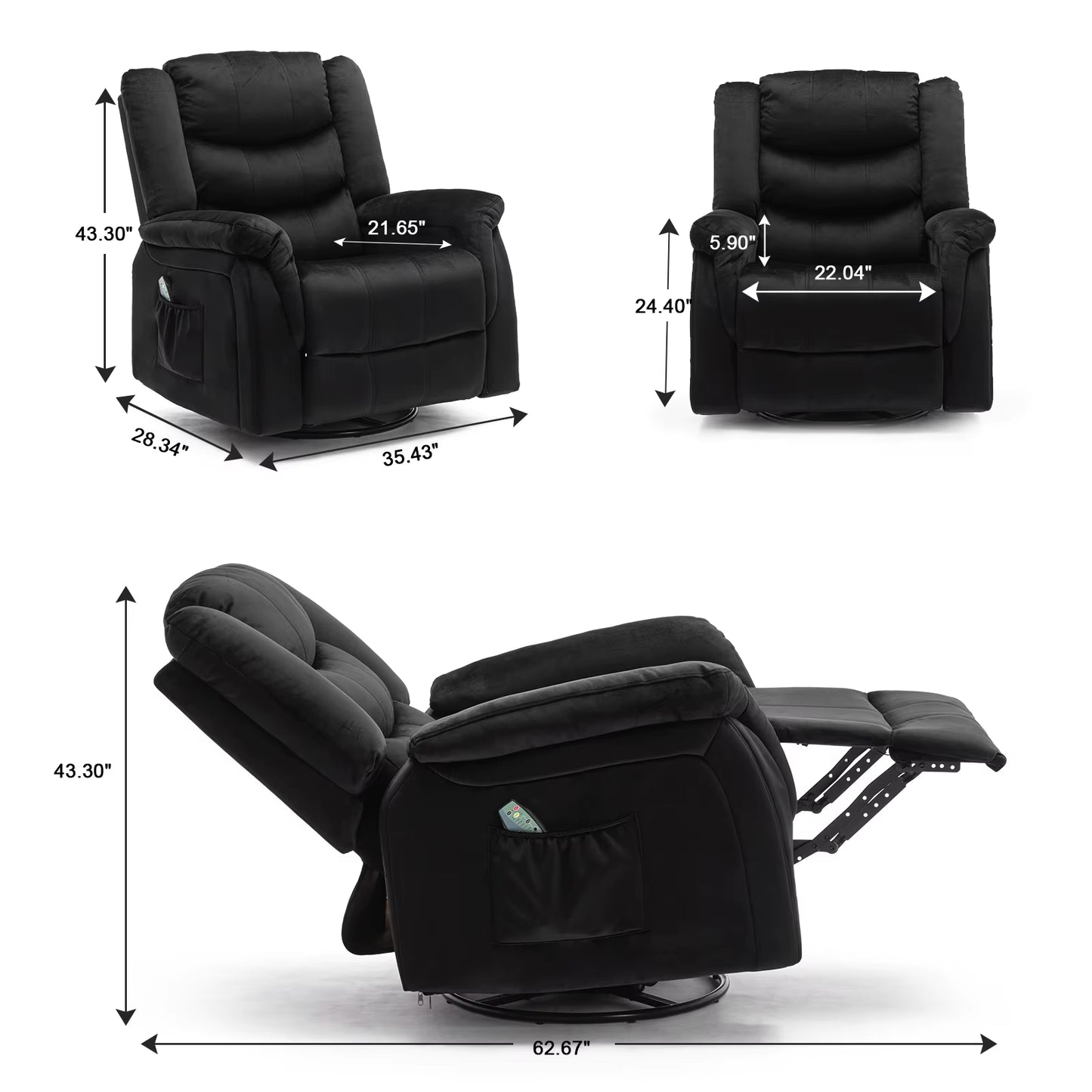 Recliner Chair Massage Rocker with Heat and Massage Reclining Chair 360 度 Swivel Rocking Chair