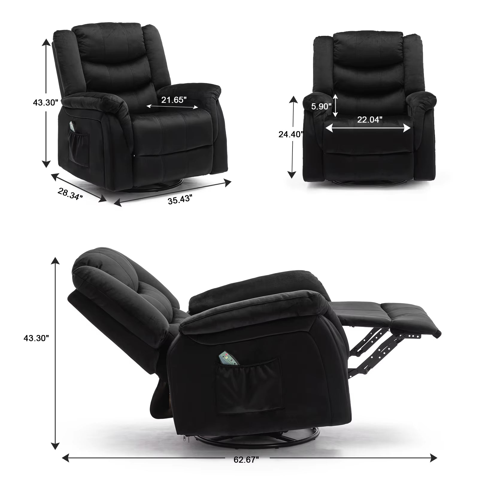Recliner Chair Massage Rocker with Heat and Massage Reclining Chair 360 度 Swivel Rocking Chair