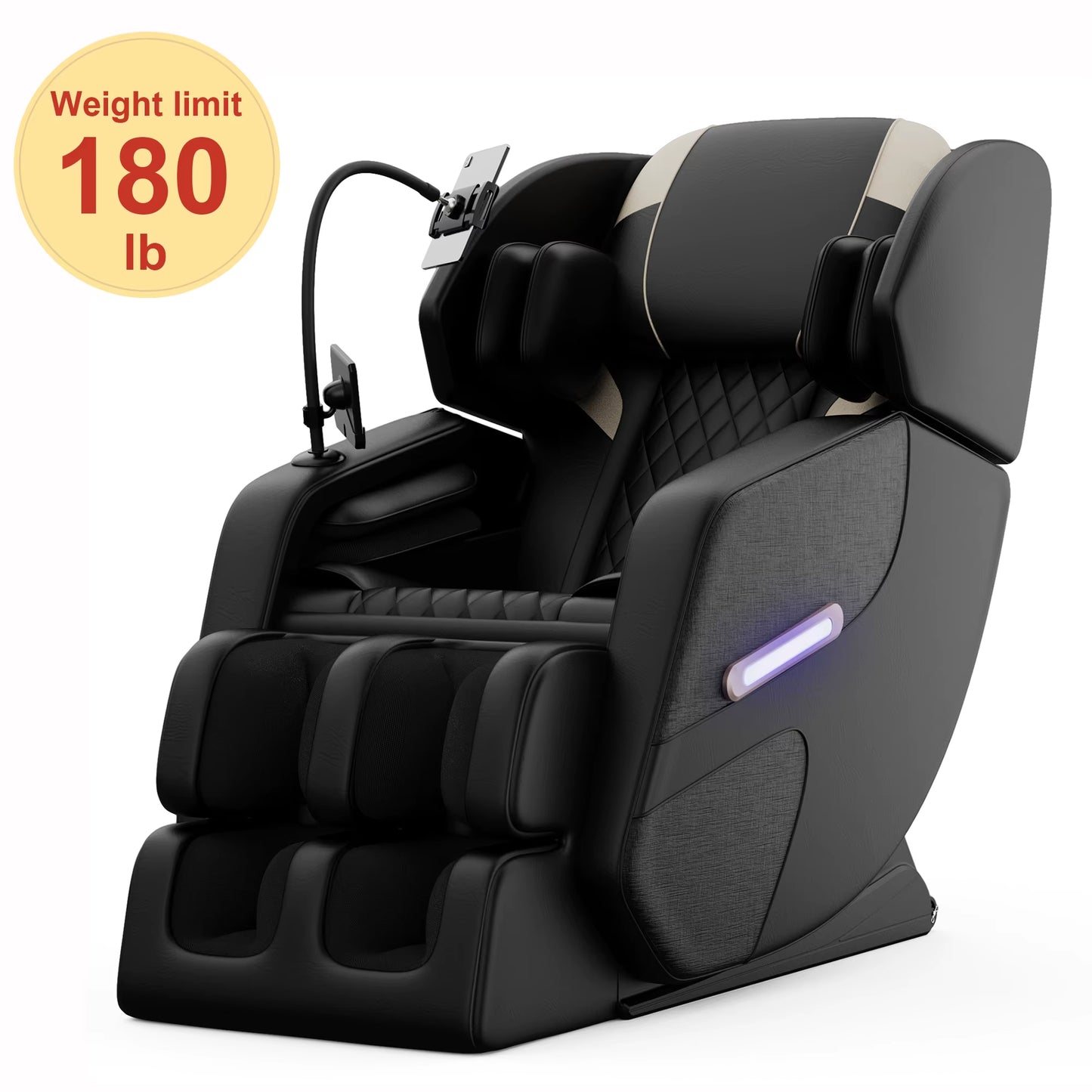 Zero Gravity Massage Chair: Reclining, Heating, Full-Body Air Compression, 6 Rollers& Touchscreen. Supports up to 180Lbs & 6Ft