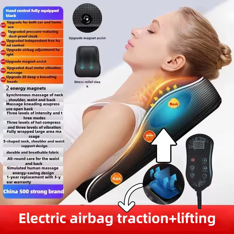 Electric Cervical Pillow for Neck Airbag Ttraction Shiatsu Head Body Back Waist Massager Car with Heating Vibrating Massage