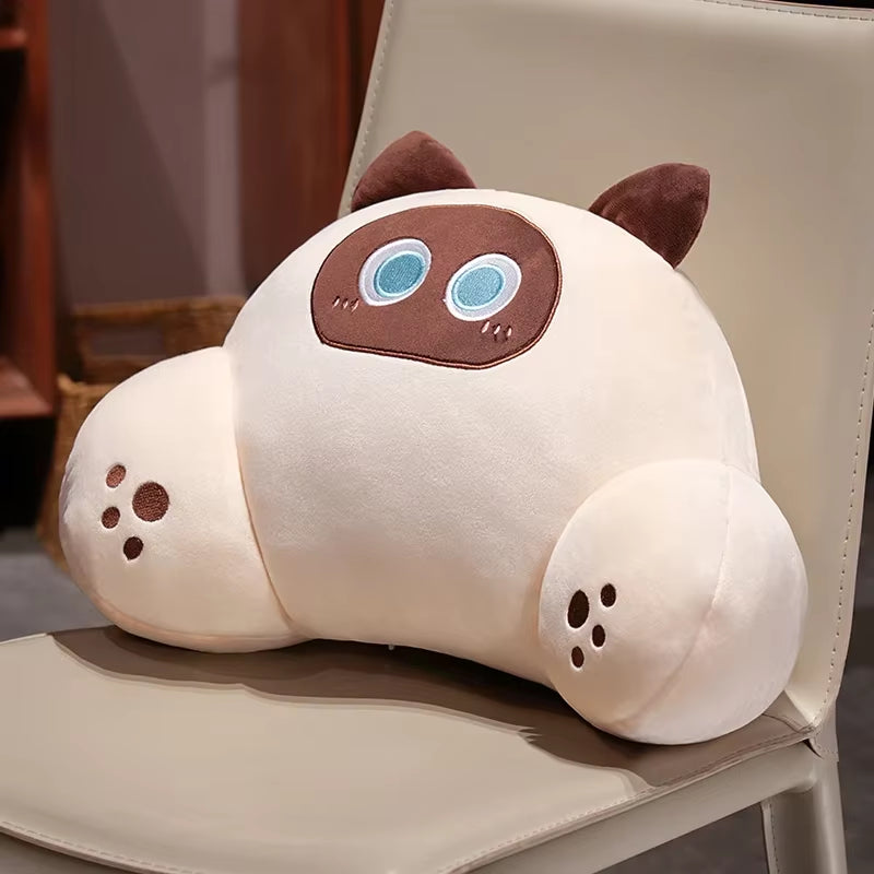 Thickened Cat Back Cushion Siamese Calico Cat Sofa Bed Chair Lumbar Support Cushion Comfortable Throw Pillow Home Decor Girl