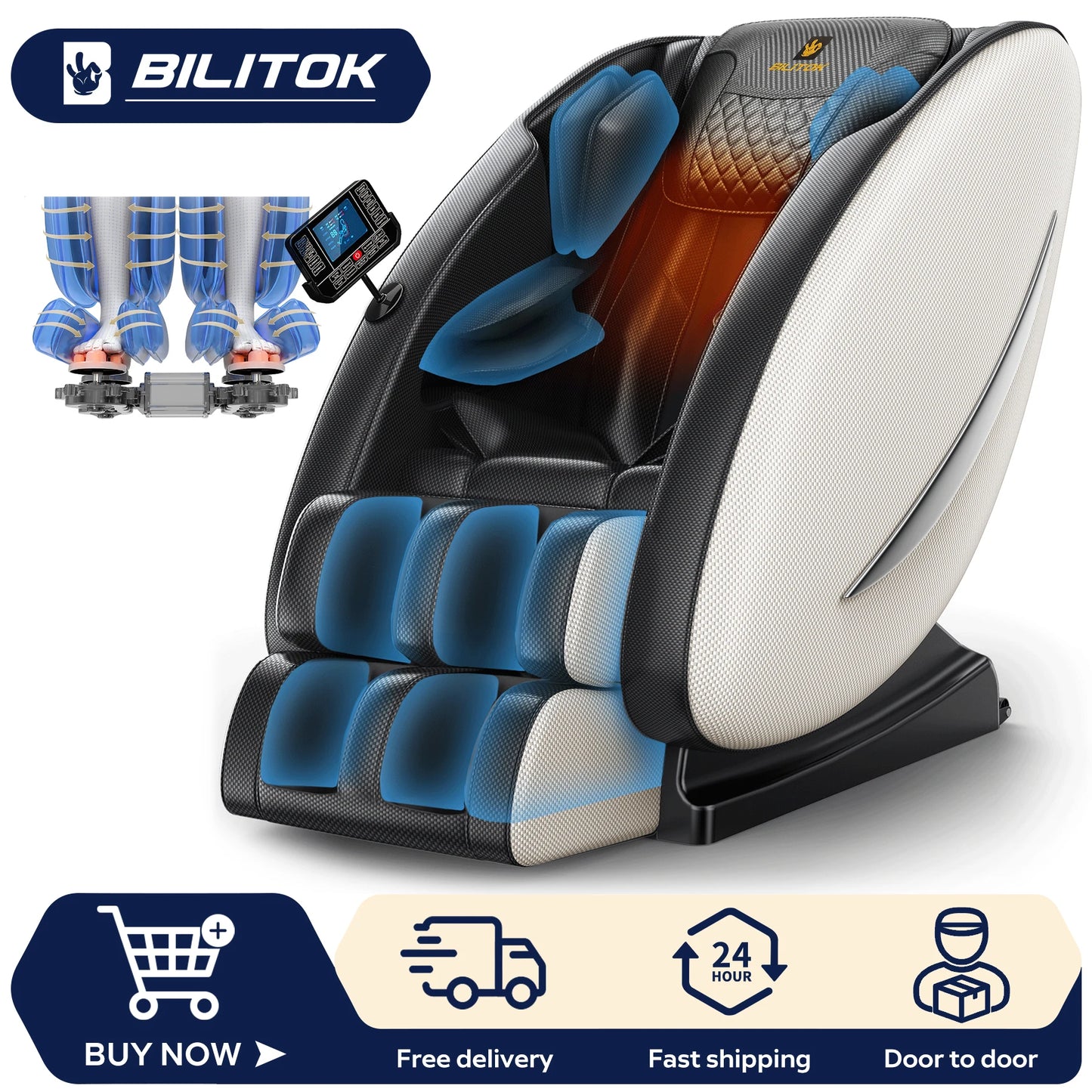 Massage Chair Recliner with Zero Gravity, Full Body Massage Chair with Heating, Bluetooth Speaker, Airbags, Foot Roller