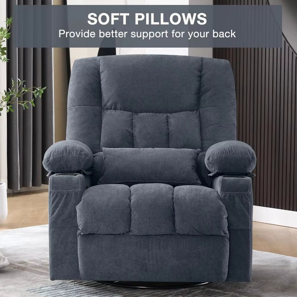 Massage Swivel Rocker Recliner Chair with Vibration Massage and Heat Ergonomic Lounge Chair for Living Room with Rocki