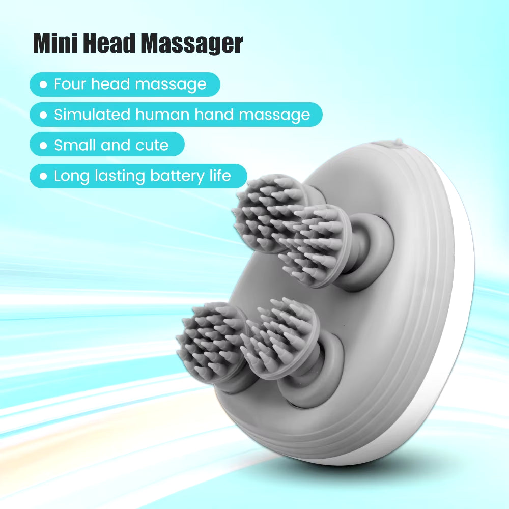 Electric Head Scalp Massager with 4 Kneading Massage Heads Body Deep Tissue Massager for Hair Growth Relaxtion and Cat Pet Claw