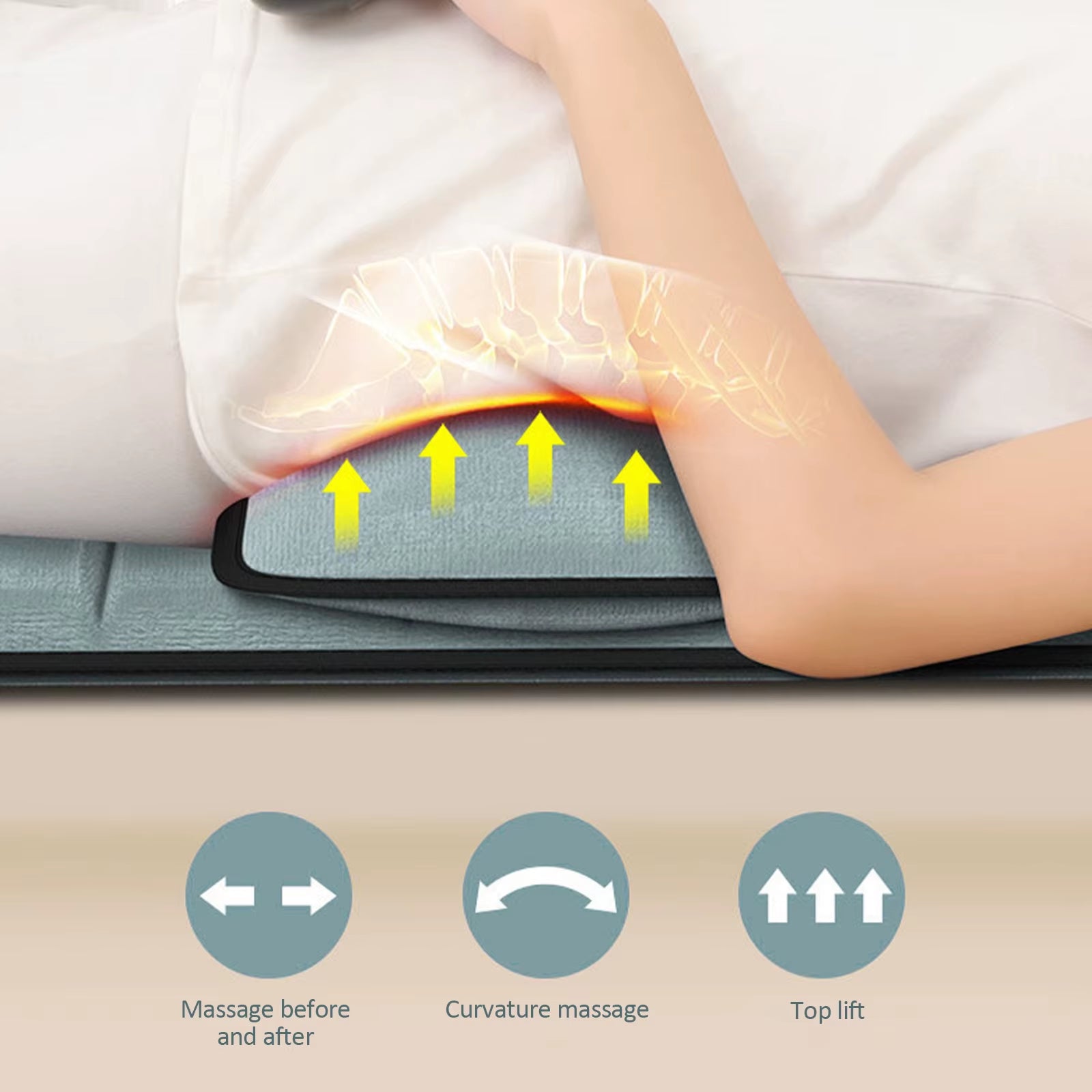 Electric Massage Mat Relief Massage Mat Bed Massager Heating Massage Pad Detachable & Simple Design for Back Neck Feet Comfort