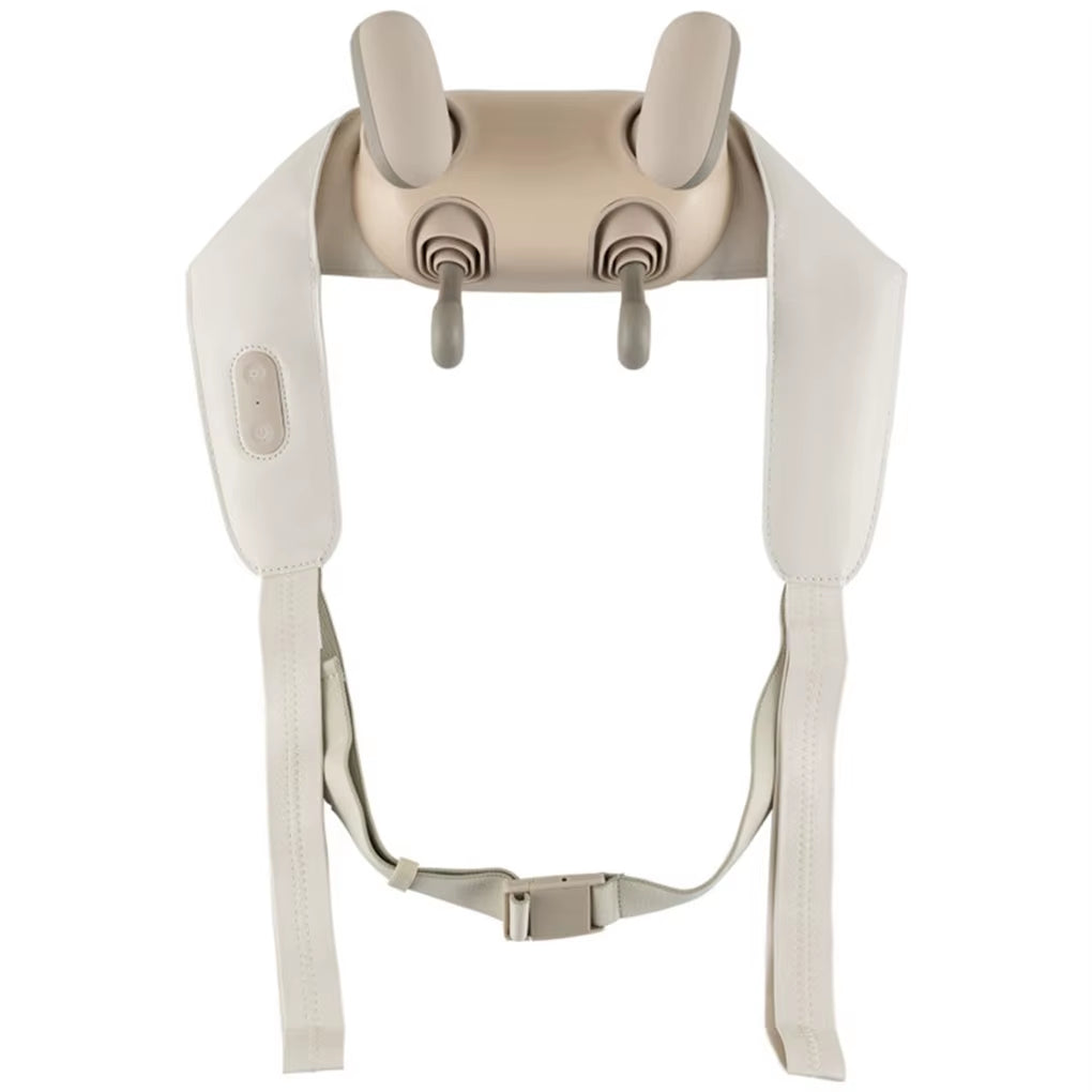 Neck Shoulder Massager - 4D Deep Tissue Kneading, 2 Modes & 2-Level Heat (104-113°F), Hands-Free Straps for Home/Office/Travel