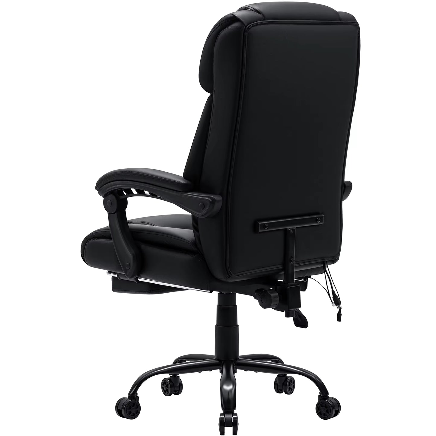 Black Massage Office Chair Foot Rest Heat 7 Points Vibration Ergonomic Executive Office Chair W/ Footrest Reclining Home Office