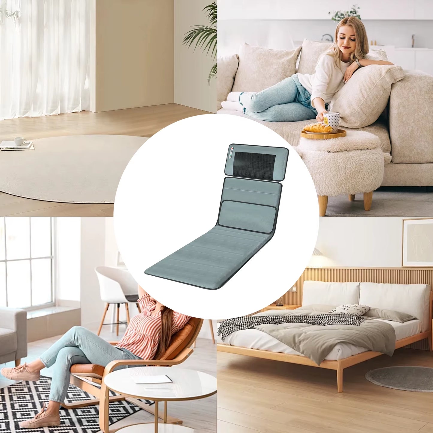 Electric Massage Mat Relief Massage Mat Bed Massager Heating Massage Pad Detachable & Simple Design for Back Neck Feet Comfort