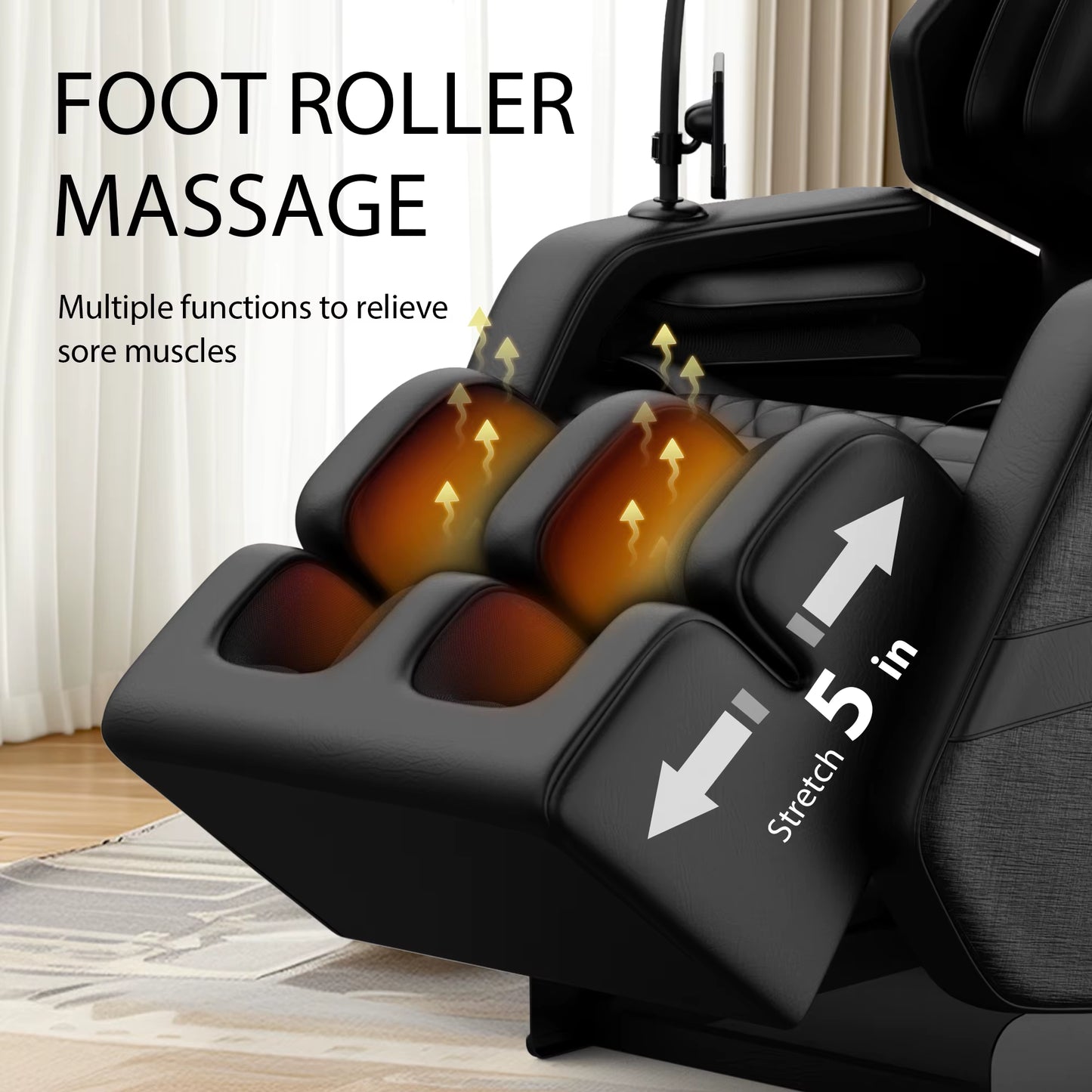 Zero Gravity Massage Chair: Reclining, Heating, Full-Body Air Compression, 6 Rollers& Touchscreen. Supports up to 180Lbs & 6Ft