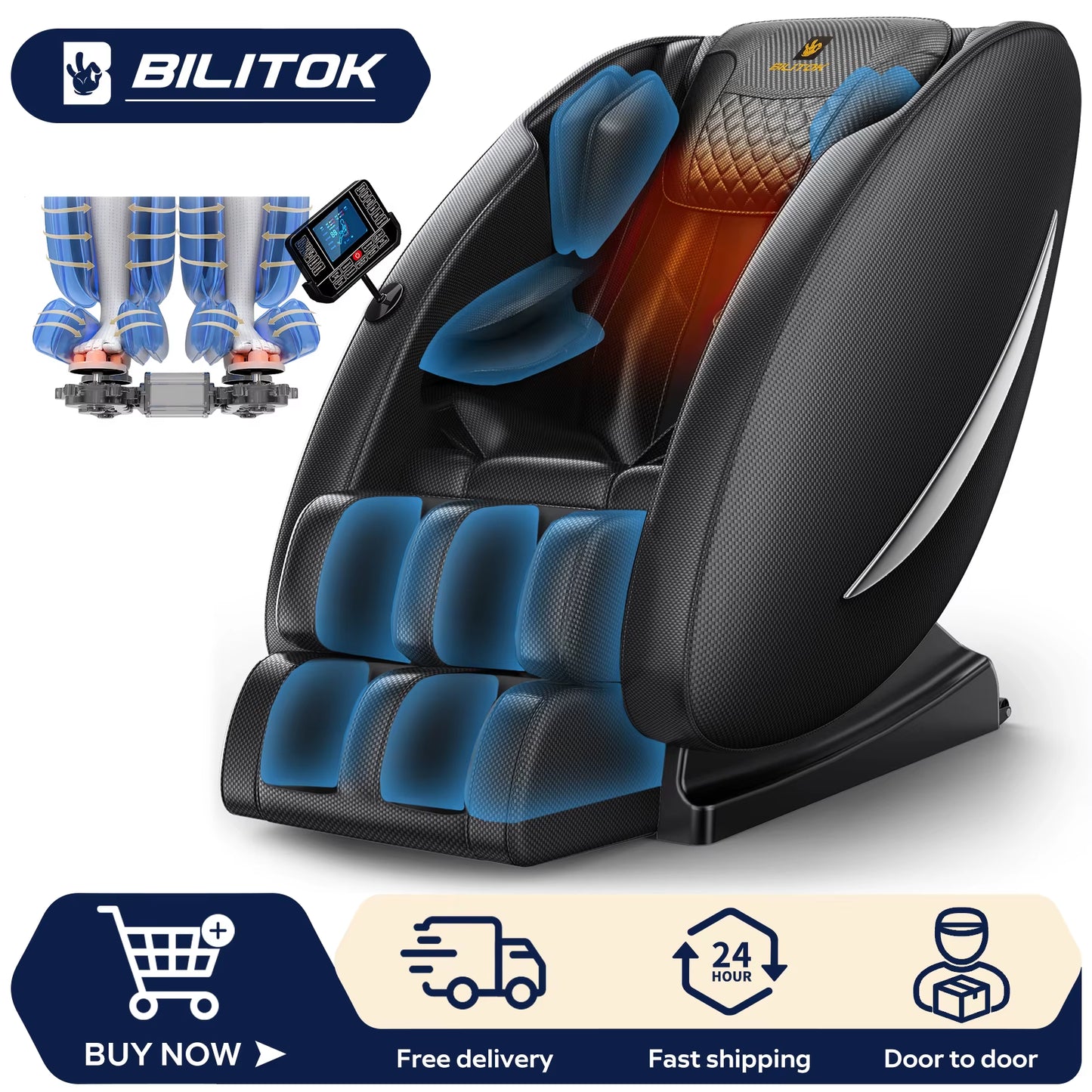 Massage Chair Recliner with Zero Gravity, Full Body Massage Chair with Heating, Bluetooth Speaker, Airbags, Foot Roller