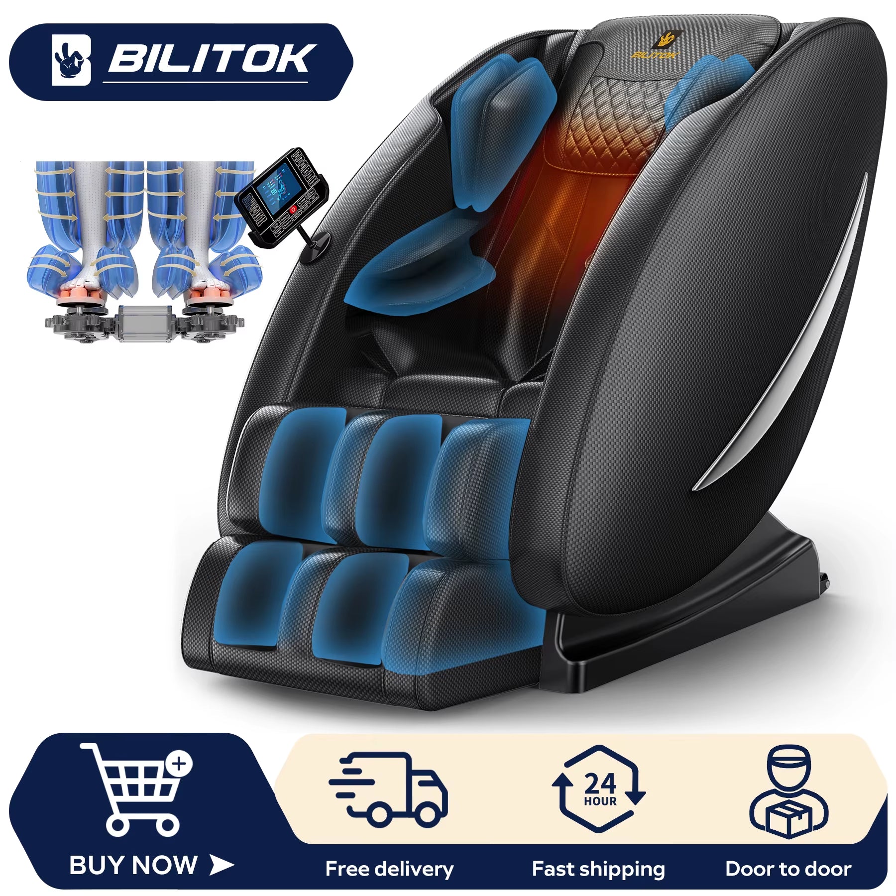 Massage Chair Recliner with Zero Gravity, Full Body Massage Chair with Heating, Bluetooth Speaker, Airbags, Foot Roller