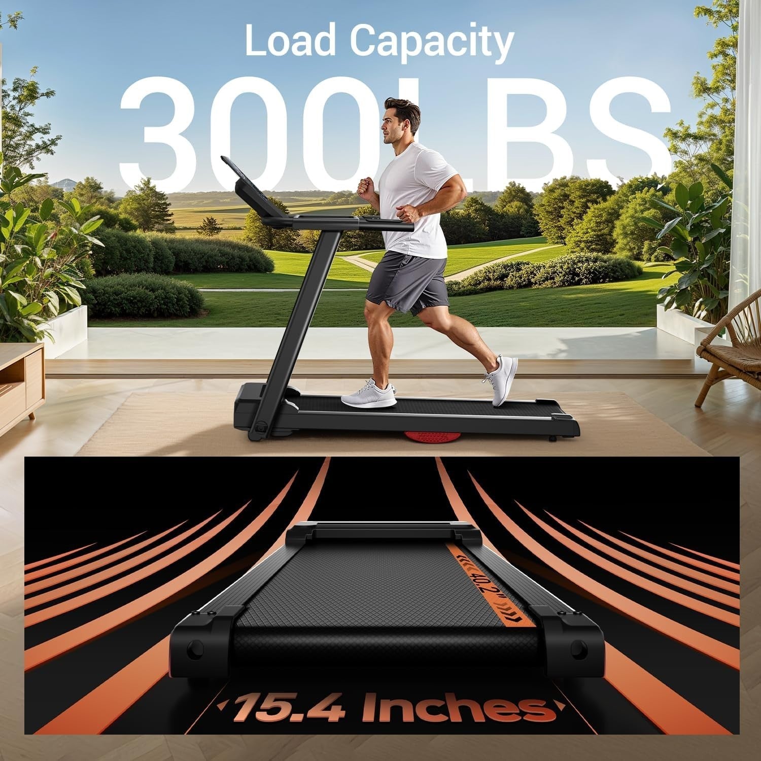 Treadmills for Home, 15% Incline Treadmill, Folding Treadmill Filpped Screen ...