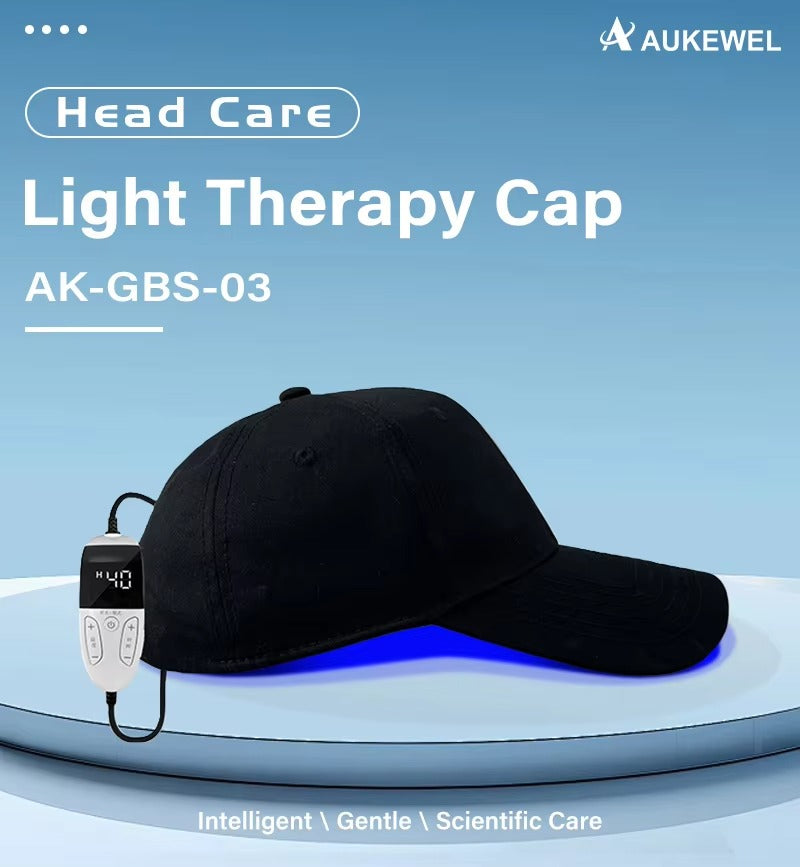 Aukewel 120-Point LED Red Blue Light Therapy Hair Growth Light Massage Cap for Head Blood Circulation