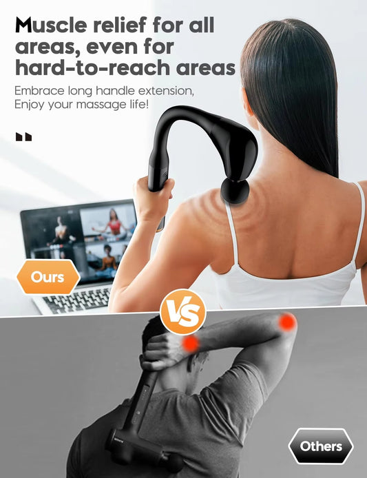 Long Handle Massage Guns Body Deep Tissue Handheld Massager Electric Fascial Gun Vibration Stick Massager Hammer
