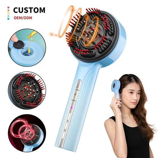 Electric Scalp Massage Comb: Nebulization, 3-Speed Modes - Portable Oil Applicator with Red Light for Hair Growth & Scalp Relax