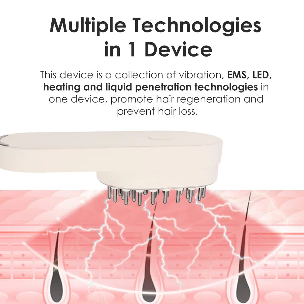 Synogal Red Light Vibrating electric Hair Growth Scalp Magic Brush Oil Bottle Applicator Hair Care Scalp Massager Comb