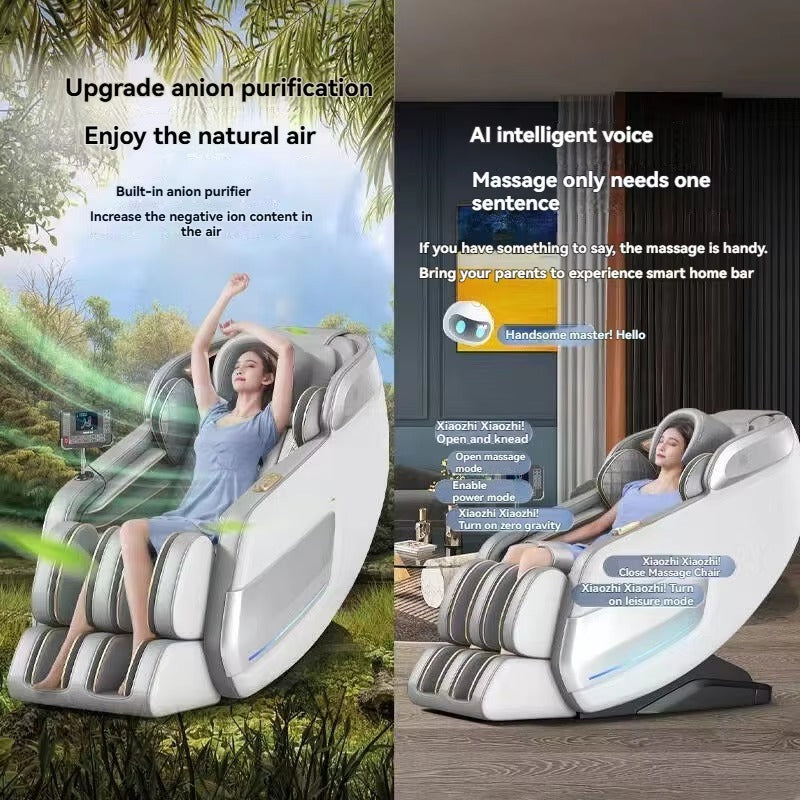 2025 Home Use Smart Automatic Full Body SL Track 3d Massage Chair with Robot Arm Body Manipulator Long Rail PU Leather Material