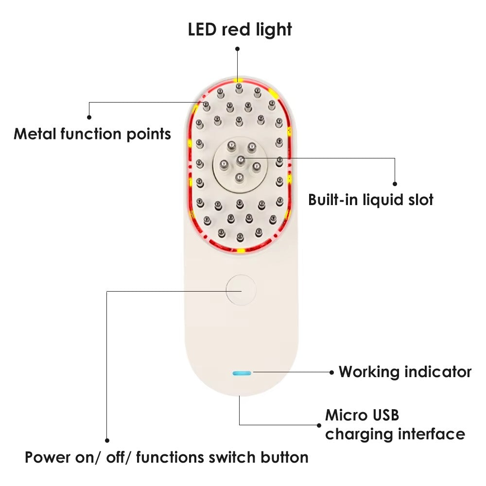 Synogal Red Light Vibrating electric Hair Growth Scalp Magic Brush Oil Bottle Applicator Hair Care Scalp Massager Comb