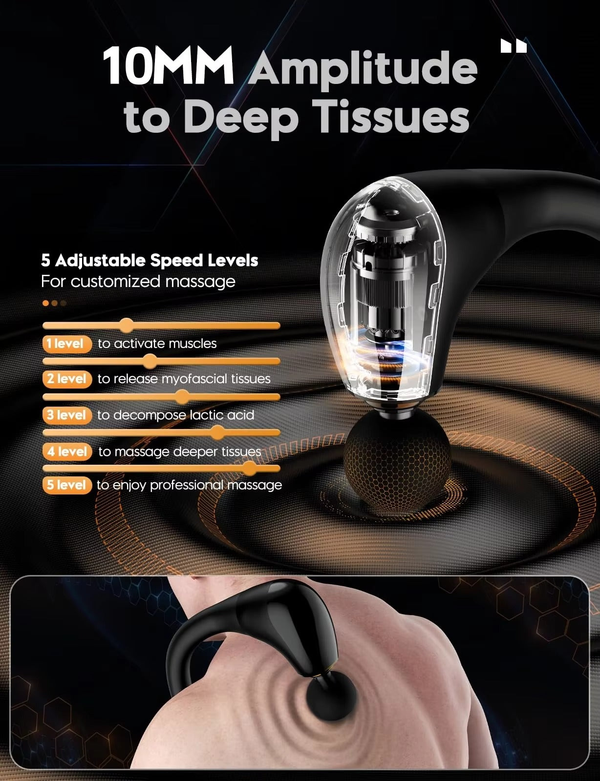 Long Handle Massage Guns Body Deep Tissue Handheld Massager Electric Fascial Gun Vibration Stick Massager Hammer