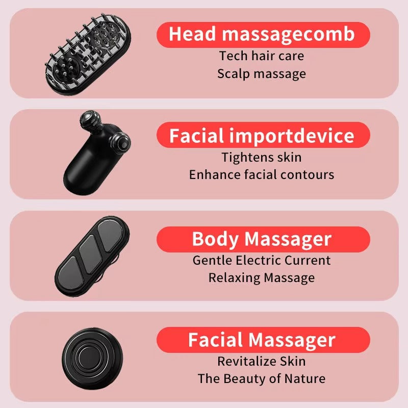 4 in 1 Electric Oil Applicator Vibration Massage Hair Growth Comb Anti Hair Loss Red Light Face EMS Head Scalp Massager