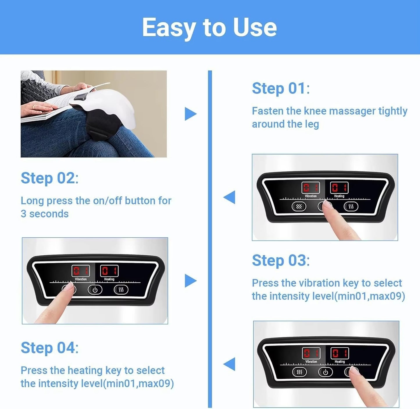 Multifunctional Smart Arthritis Pain Relief Knee Joint Massage Machine Kneading Vibration Hot Compress Knee Massager With Heat