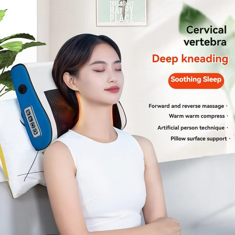 New Deep Kneading Vibration Massage Pillow Portable Travel Pillow for Pain Relief with Heat Shiatsu Relax Muscle Multifunctional